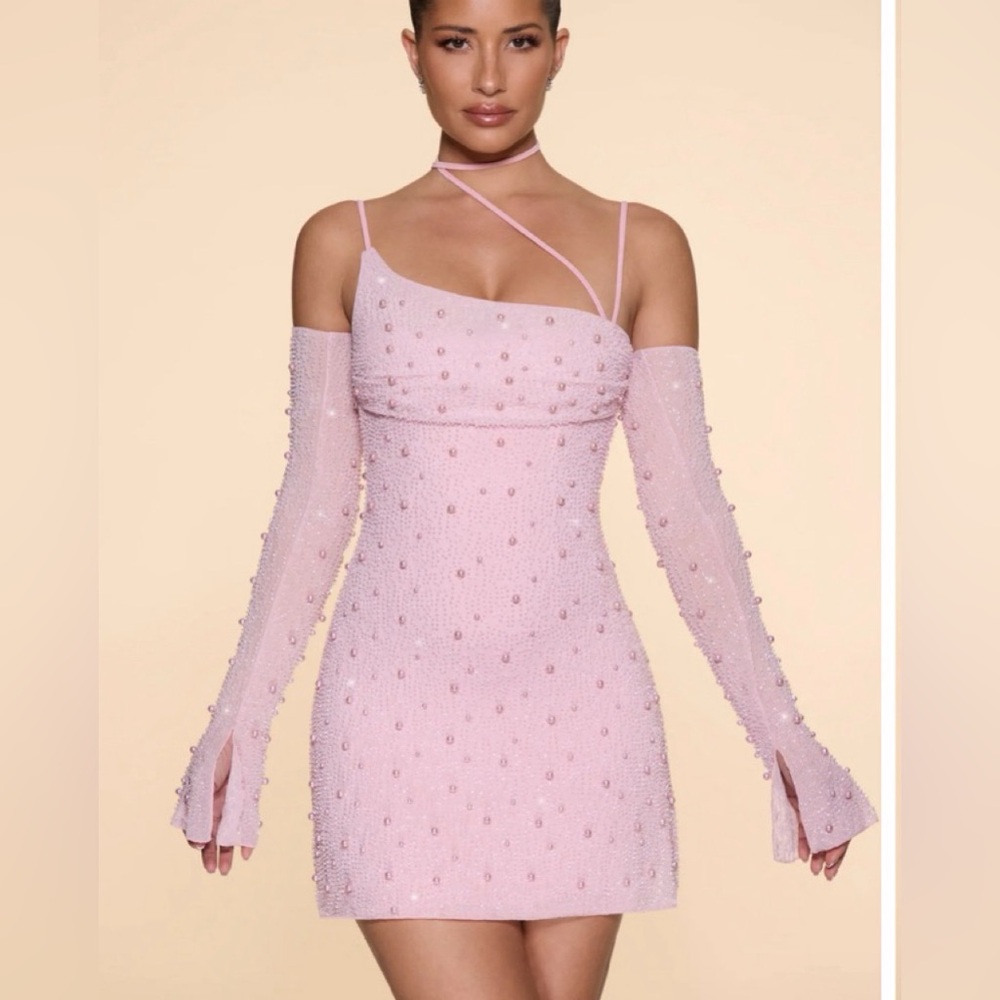Oh Polly Embellished Asymmetric Corset
Mini Dress Light Pink size 14
